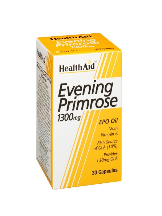 Health Aid Evening Primrose Oil 1300mg Συμπλήρωμα Διατροφής με Έλαιο Νυχτολούλουδου & Βιταμίνη Ε για Ρύθμιση των Ορμονών, 30 Κάψουλες