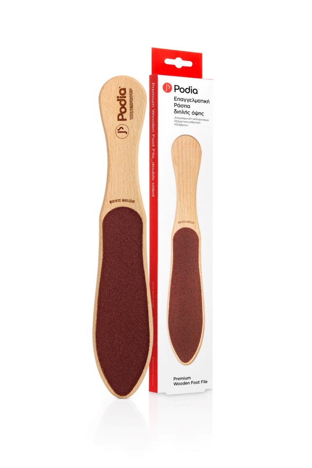 Podia Premium Wooden Foot File Επαγγελματική Ράσπα Διπλής Όψης, 1 Tεμάχιο