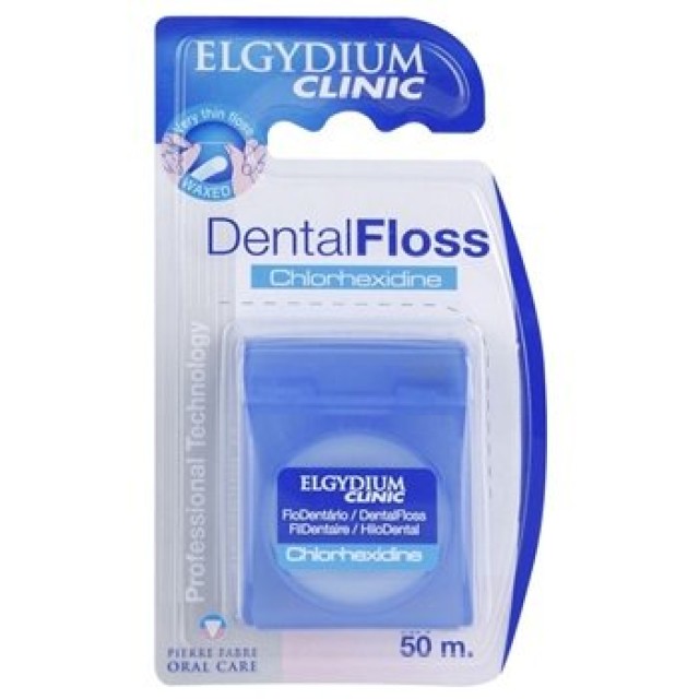 Elgydium Clinic Dental Floss Chlorhexidine Οδοντικό Νήμα με Χλωρεξιδίνη 50m