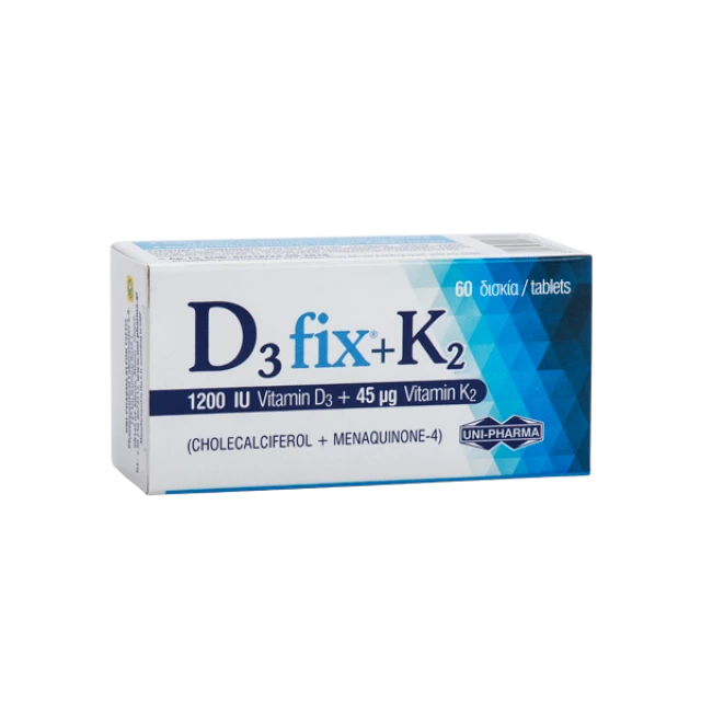 D3 Fix 1200iu + K2 45mg Dietary Supplement D3 + K2, 60 Tablets