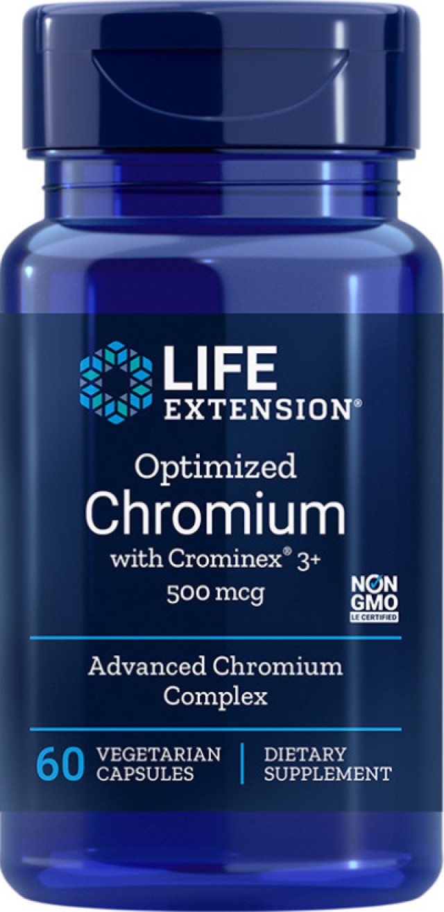 Life Extension Optimised Chromium With Chrominex 500mcg Συμπλήρωμα Διατροφής Για Διατήρηση Γλυκόζης, 60 Φυτικές Κάψουλες