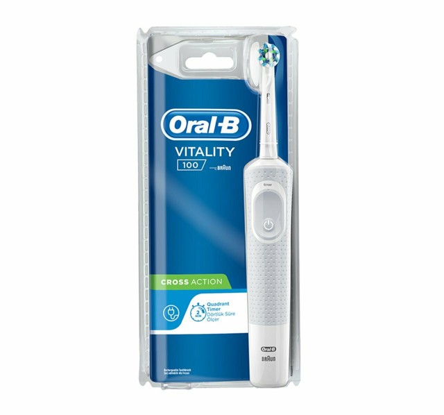 Oral-B Vitality 100 CrossAction Επαναφορτιζόμενη Ηλεκτρική Οδοντόβουρτσα Λευκή, 1 Τεμάχιο
