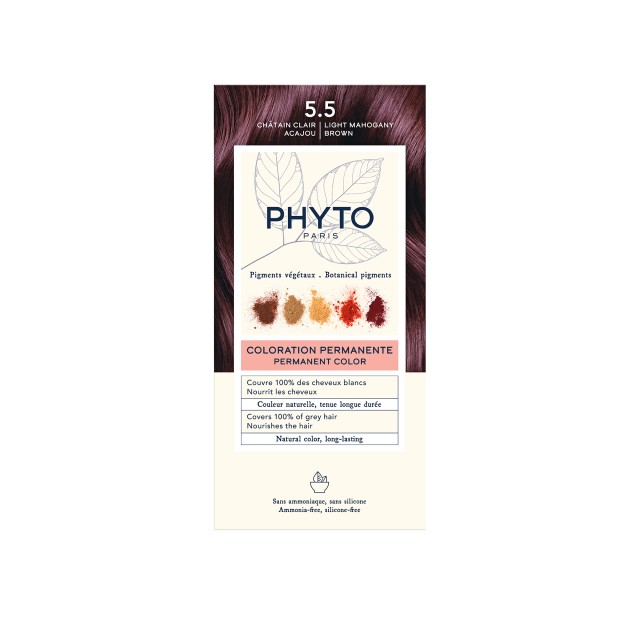 Phyto Phytocolor Μόνιμη Βαφή Μαλλιών 5.5 Ανοιχτό Καστανό Μαονι