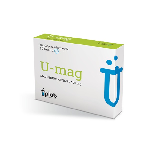 Uplab U-Mag 300mg Συμπλήρωμα Διατροφής με Κιτρικό Μαγνήσιο, 30 Δισκία