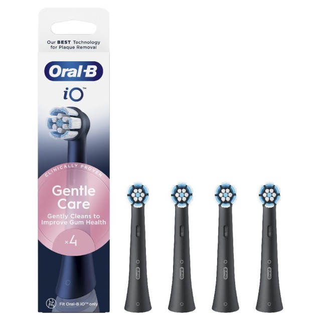 Oral-B iO Gentle Care Black Ανταλλακτικές Κεφαλές για Ηλεκτρική Οδοντόβουρτσα, 4τμχ