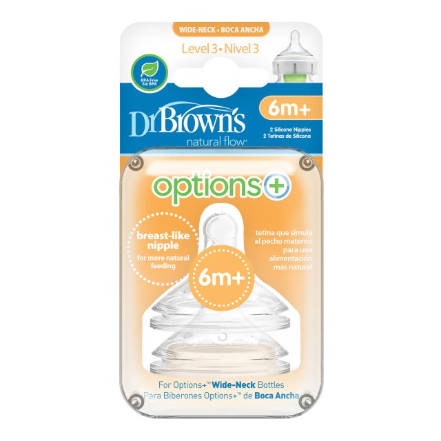 Dr. Browns Anti-Colic Θηλές Σιλικόνης για Μπιμπερό με Στενό Λαιμό 6...