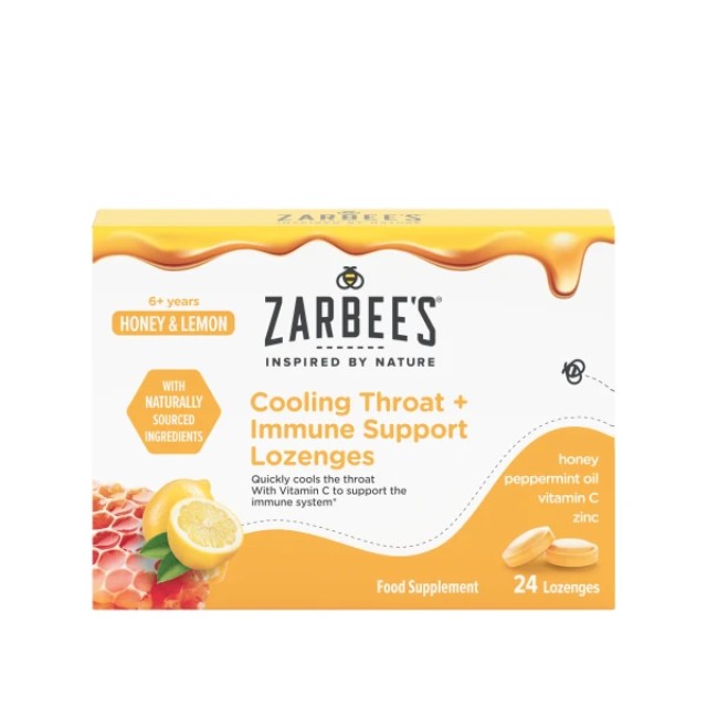 Zarbees Cooling Throat + Immune Support Honey & Lemon Παστίλιες για...