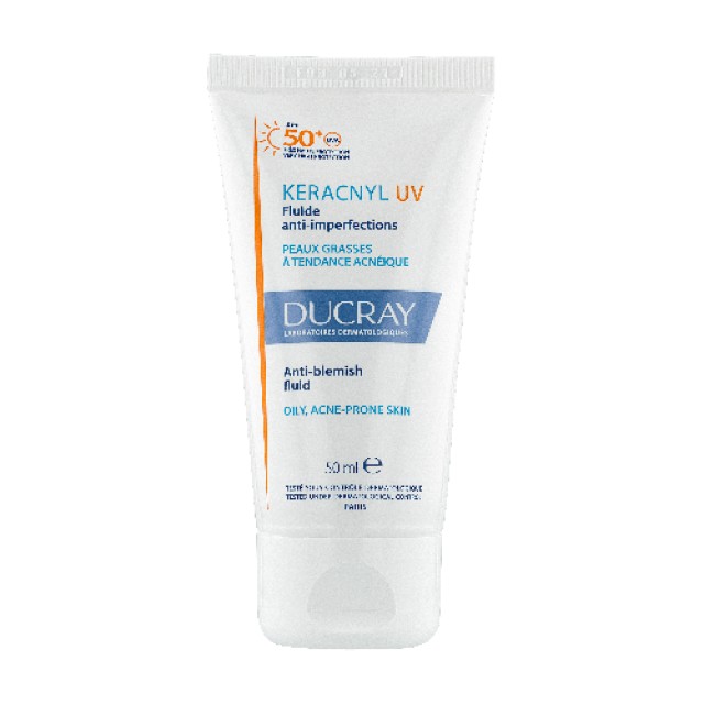 Ducray Keracnyl UV SPF50+ Λεπτόρρευστη Αντηλιακή Κρέμα Υψηλής Προστασίας για Δέρμα με Τάση Ακμής, 50ml