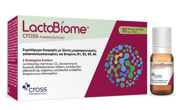 Cross Pharmaceuticals LactoBiome Συμπλήρωμα Διατροφής με Προβιοτικά και Πρεβιοτικά, 10x10ml