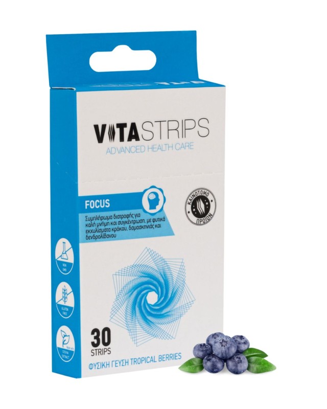 Vitastrips Focus Συμπλήρωμα Διατροφής για Μνήμη και Συγκέντρωση, 30 Λεπτά Φυλλαράκια