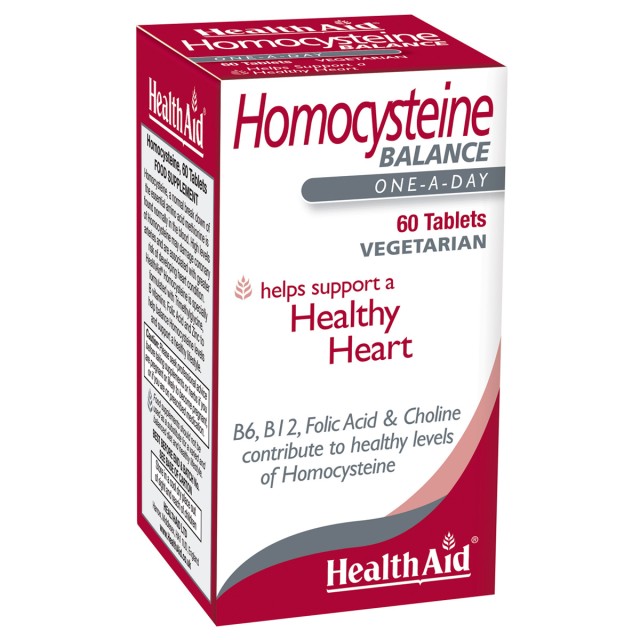 Health Aid Ηomocysteine Balance Συμπλήρωμα Διατροφής με Ομοκυστεΐνη, Φολικό οξύ, Βιταμίνες Β6, Β12 & Τριμεθυλγλυκίνη για Υγιές Καρδιαγγειακό Σύστημα, 60 Ταμπλέτες