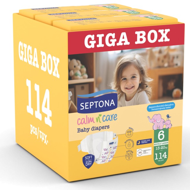 Septona Giga Box Calm N Care Πάνες Extra Large No 6 (13-20kg), 114τμχ
