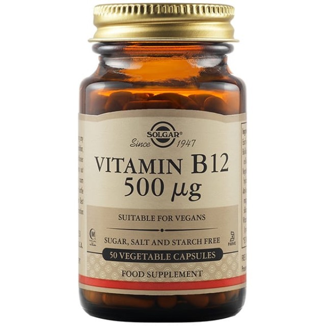 Solgar Βιταμίνη B12 500μg, 50 Φυτικές Κάψουλες