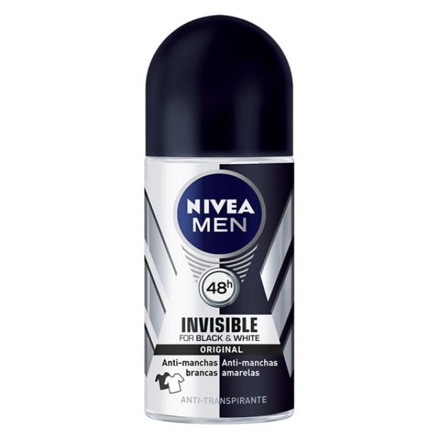 Nivea Men Invisible Black & White Ανδρικό Αποσμητικό Roll-on 48ωρης Προστασίας, 50ml