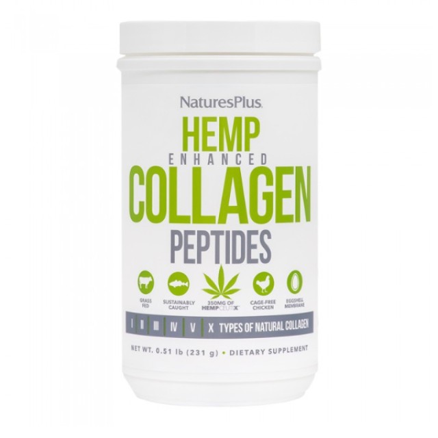 Natures Plus Hemp Enhanced Collagen Peptides Πεπτίδια Κολλαγόνου, 2...