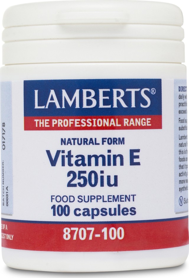 Lamberts Vitamin E 250iu Natural 168mg Συμπλήρωμα Διατροφής Βιταμίνης E, 100 Κάψουλες