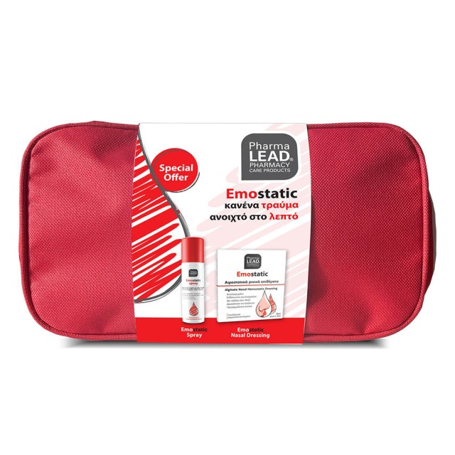 Pharmalead Emostatic Duo First Aid Kit με Αιμοστατικό Σπρέι 60ml + Αιμοστατικά Ρινικά Επιθέματα 2τμχ + Δώρο Νεσεσέρ