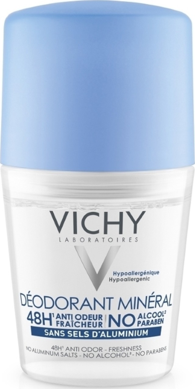 Vichy Deodorant Mineral Αποσμητικό Roll-on 48ωρης Προστασίας Xωρίς Άλατα Αλουμινίου 50ml