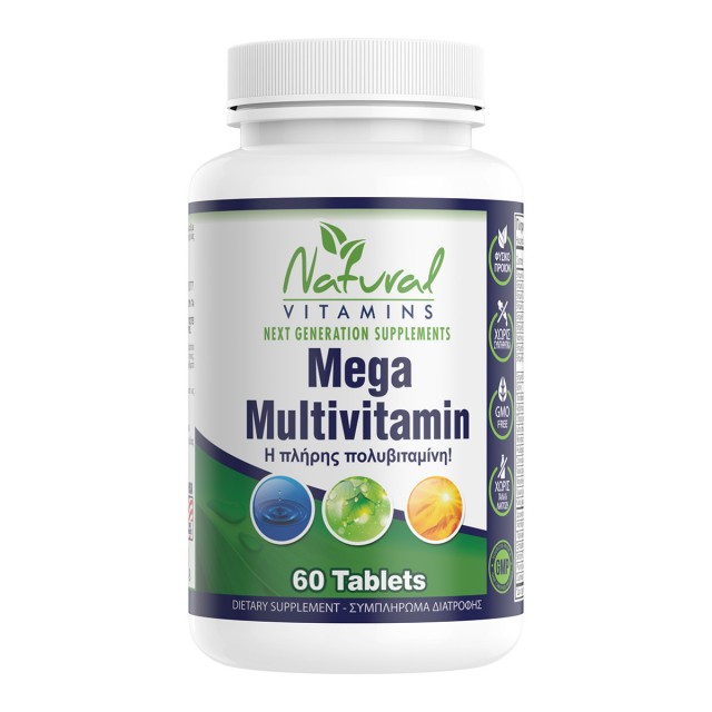 Natural Vitamins Mega Multivitamin Πολυβιταμίνη με Βιταμίνες του Συμπλέγματος Β, 60tabs