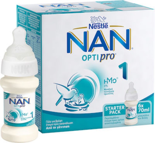 Nestle Γάλα σε Σκόνη Nan Optipro 1 0m+ Starter Pack 6x70ml 420gr