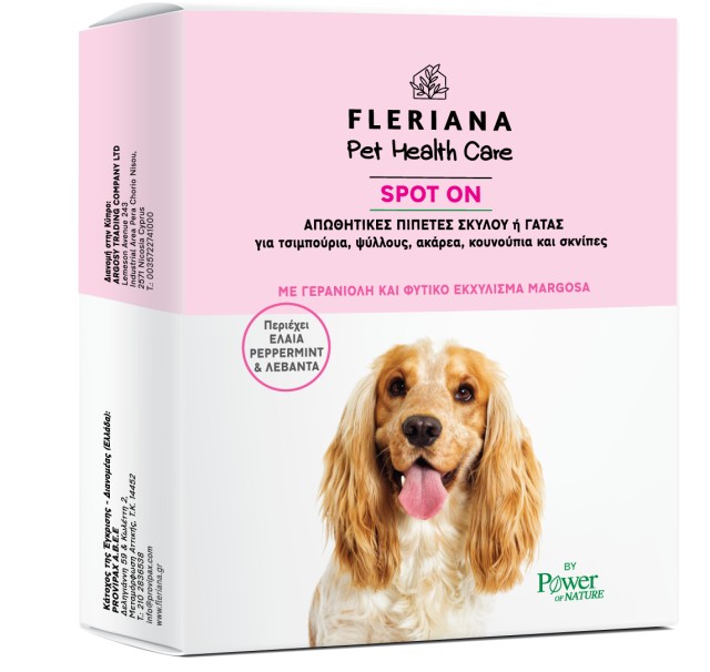 Power Health Fleriana Pet Health Spot Οn Αντιπαρασιτική Αμπούλα Σκύλου ή Γάτας, 3x5ml