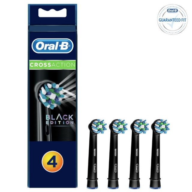 Oral-B CrossAction Black Ανταλλακτικές Κεφαλές Ηλεκτρικής Οδοντόβουρτσας, 4τμχ