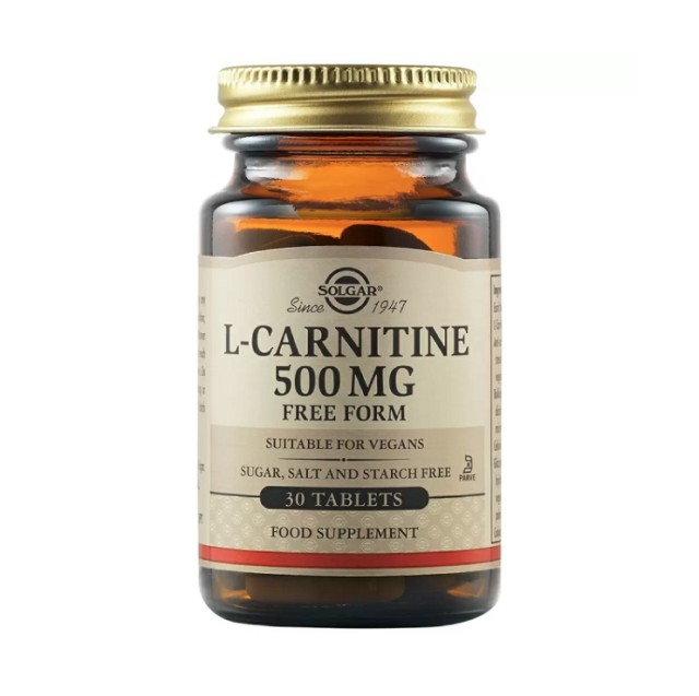Solgar L-Carnitine 500mg Συμπλήρωμα Διατροφής L- Καρνιτίνης, 30 Ταμπλέτες