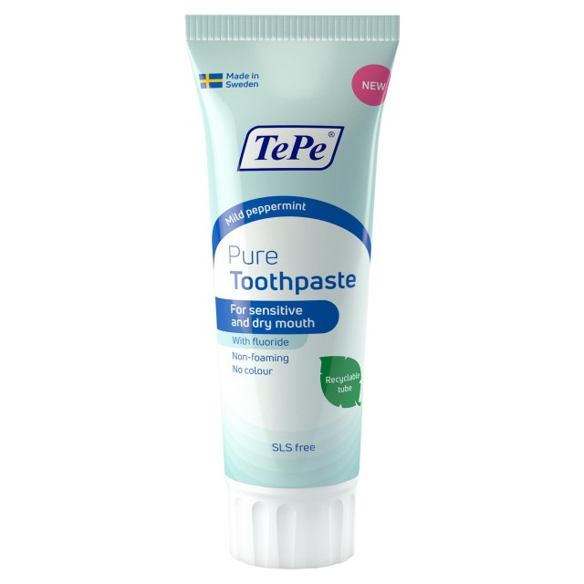 Tepe Pure Mild Peppermint Toothpaste Οδοντόκρεμα Με Ήπια Γεύση Μέντας Για Ευαίσθητα Δόντια, 75ml