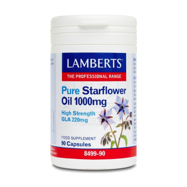 Lamberts Pure Starflower Oil 1000mg Βοραγινό Έλαιο, 90 Κάψουλες