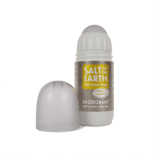 Salt of the Earth Vegan Refillable Roll-On Deodorant Amber & Sandalwood Αποσμητικό Επαναγεμιζόμενο, 75ml
