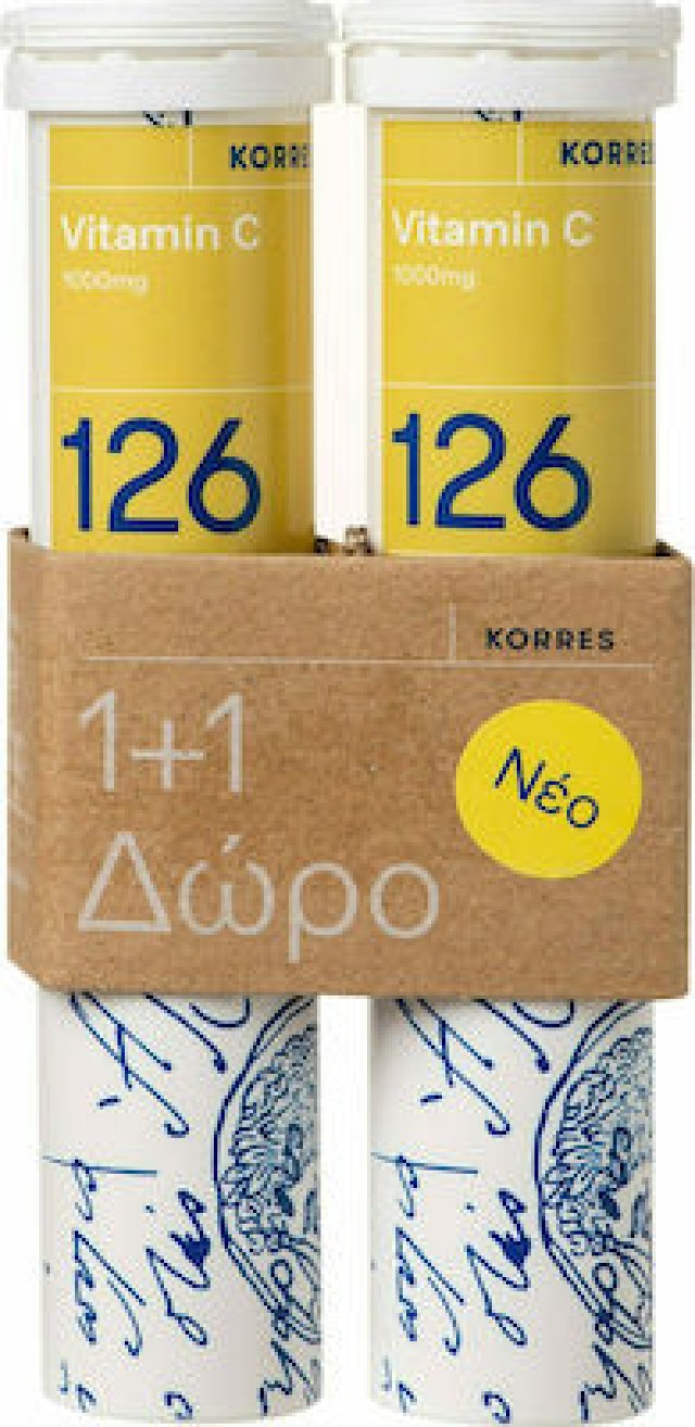 Korres Συμπλήρωμα Διατροφής Vitamin C 1000mg 1+1 Δώρο, 2x18 Αναβράζοντα Δισκία