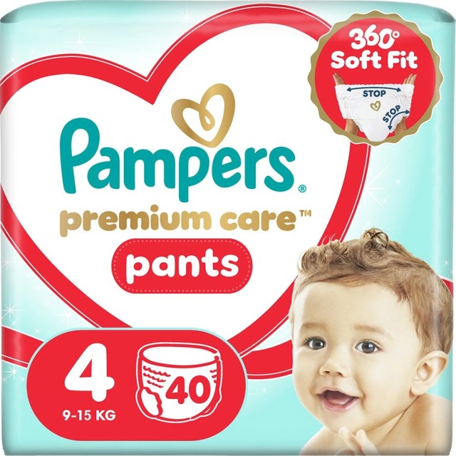 Pampers Premium Care Pants No4 (9-15kg) Πάνες-Βρακάκι, 40τμχ