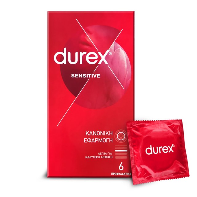 Durex Προφυλακτικά Sensitive Thin Feel, 6 Tεμάχια