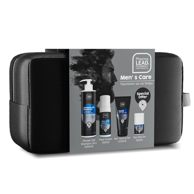 Pharmalead Men’s Care Complete Routine Σετ Ανδρικής Περιποίησης με 3σε1 Aνδρικό Σαμπουάν - Αφρόλουτρο 500ml + Κρέμα Προσώπου 50ml + Gel Μαλλιών 100ml + Αποσμητικό Roll-On 50ml