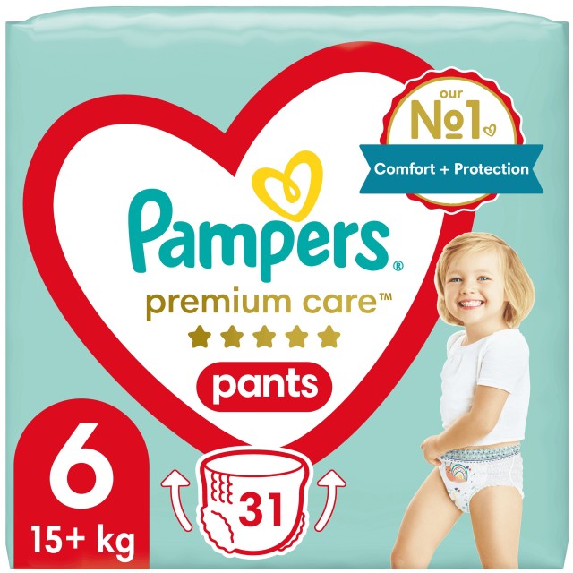 Pampers Premium Care Pants Μέγεθος 6 (15+ kg), 31 Πάνες Βρακάκι