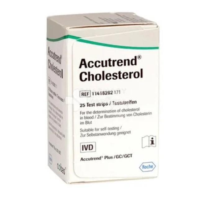 Roche Accutrend Cholesterol Ταινίες Μέτρησης Χοληστερόλης, 25 Τεμάχια