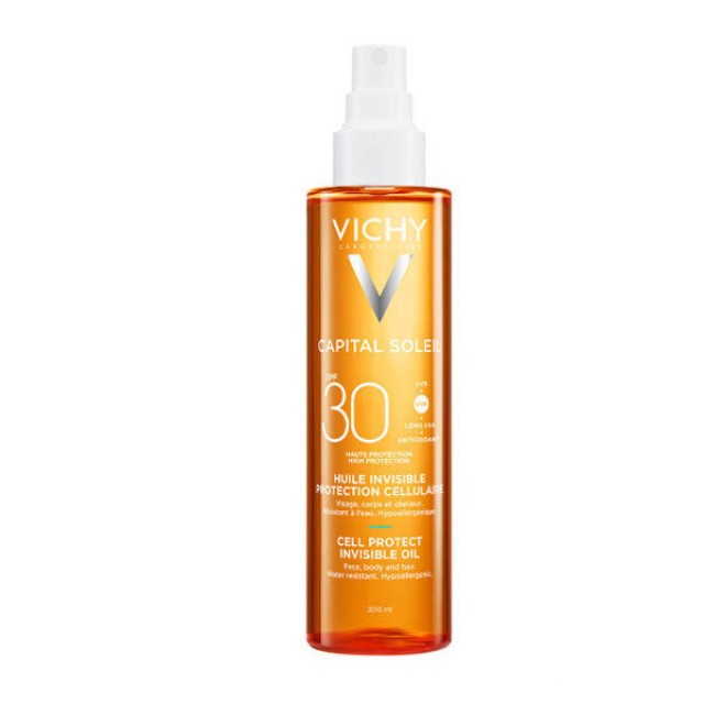 Vichy Capital Soleil Cell Protect Invisible Oil Αόρατο Αντιηλιακό Λάδι SPF30, 200ml