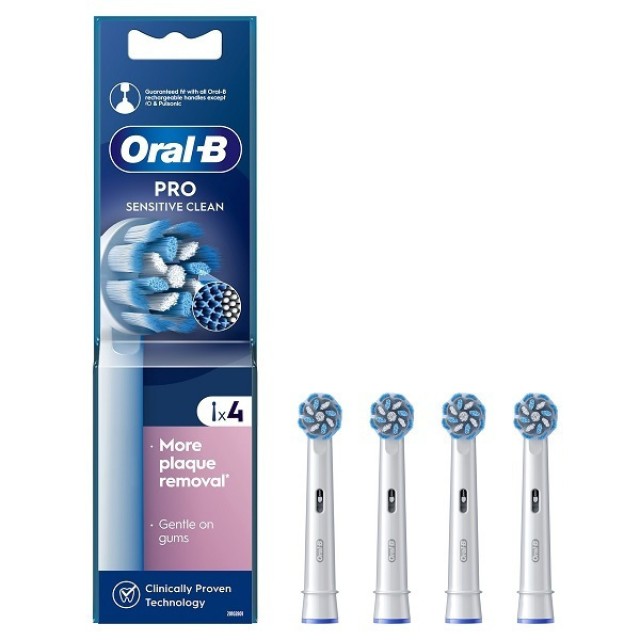 Oral-B Pro Sensitive Clean Ανταλλακτικές Κεφαλές Ηλεκτρικής Οδοντόβουρτσας, 4 τμχ