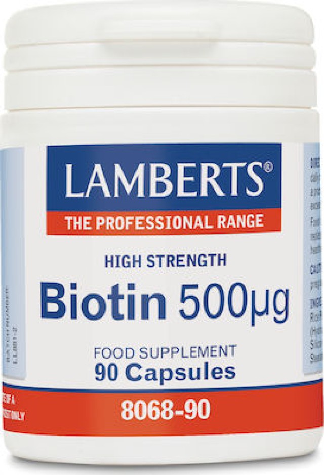 Lamberts Biotin 500μg Βιοτίνη Για Δέρμα, Νύχια και Μαλλιά, 90 Κάψουλες