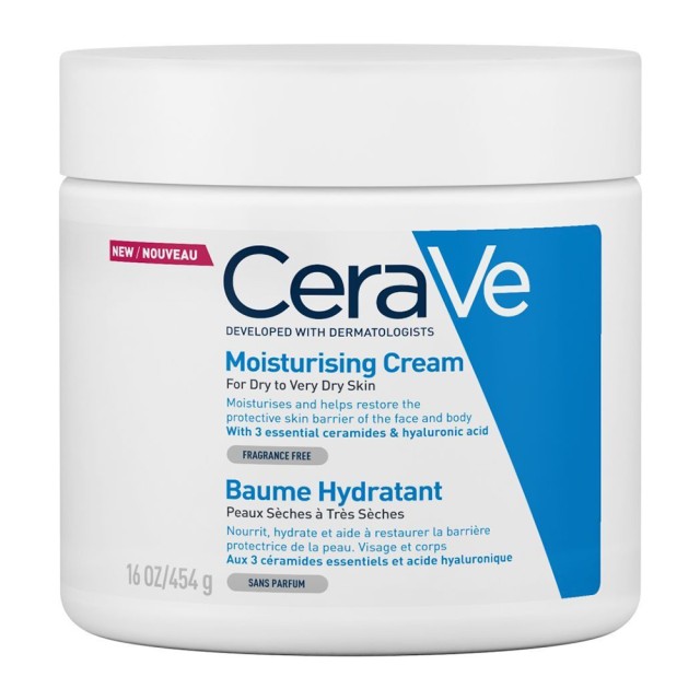 CeraVe Moisturising Cream Ενυδατική Κρέμα Προσώπου και Σώματος με Ceramides και Υαλουρονικό Οξύ, 454gr