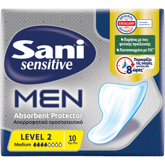 Sani Sensitive Men Medium Απορροφητικό Προστατευτικό Level 2 Medium, 10 Τεμάχια