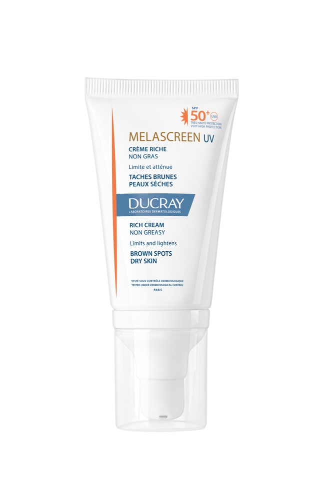 Ducray Melascreen UV SPF50+ Αντηλιακή Kρέμα για Ξηρό Δέρμα με Καφέ Κηλίδες - Πανάδες 40ml