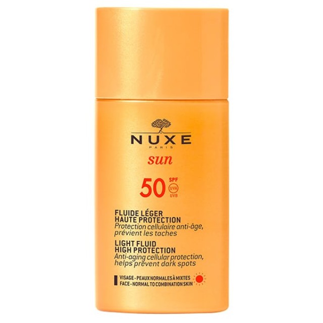 Nuxe Sun Light Fluid Αντηλιακό Προσώπου Ελαφριάς Υφής SPF50, 50ml