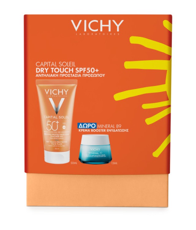 Vichy Capital Soleil Dry Touch SPF50+ Αντηλιακή Κρέμα Προσώπου 50ml + Δώρο Mineral 89 Κρέμα Booster Ενυδάτωσης 15ml