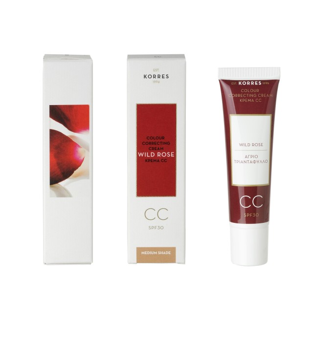 Korres Wild Rose CC Cream SPF30 Ενυδατική Κρέμα με Χρώμα Medium, 30ml