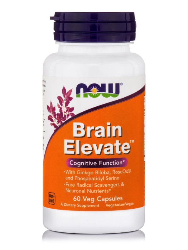 Now Foods Brain Elevate Vegeterian Συμπλήρωμα Διατροφής για την Σωστή Εγκεφαλική Λειτουργία & την Ενίσχυση της Μνήμης, 60 Kάψουλες