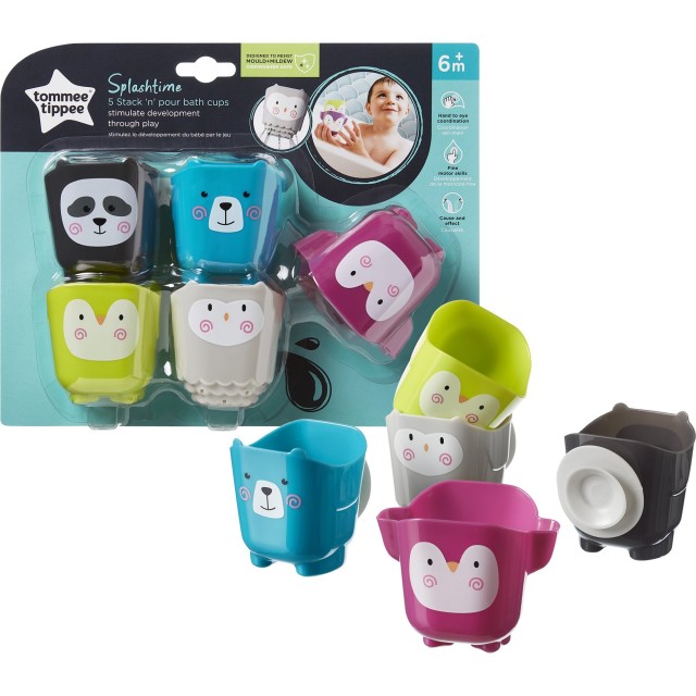 Tommee Tippee Splashtime Stack n Pour Bath Cups 6m+ Παιχνίδια Μπάνι...