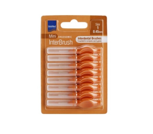 Intermed Ergonomic Mini Μεσοδόντια Βουρτσάκια με Λαβή Size 1 - 0.45mm Πορτοκαλί, 8τμχ