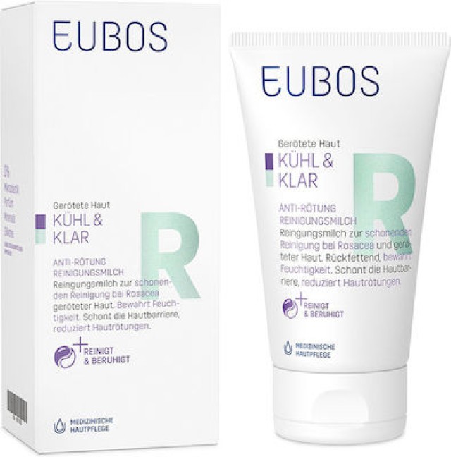 Eubos Cool & Calm Καταπραϋντικό Καθαριστικό Γαλάκτωμα για Απαλό Καθαρισμό του Δέρματος με Ροδόχρους Ακμή, 150ml