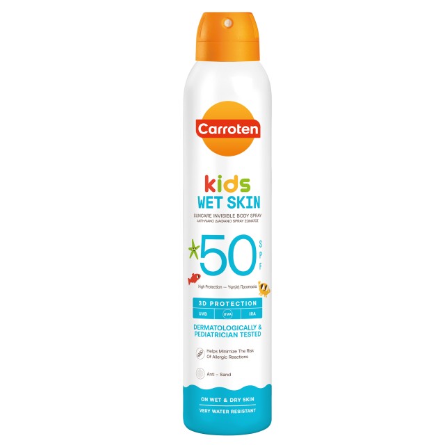 Carroten Παιδικό Αντηλιακό Διάφανο Spray Wet Skin Spf50, 200ml